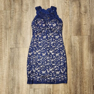 Sequin Hearts Blue Lace and Sequin Dress